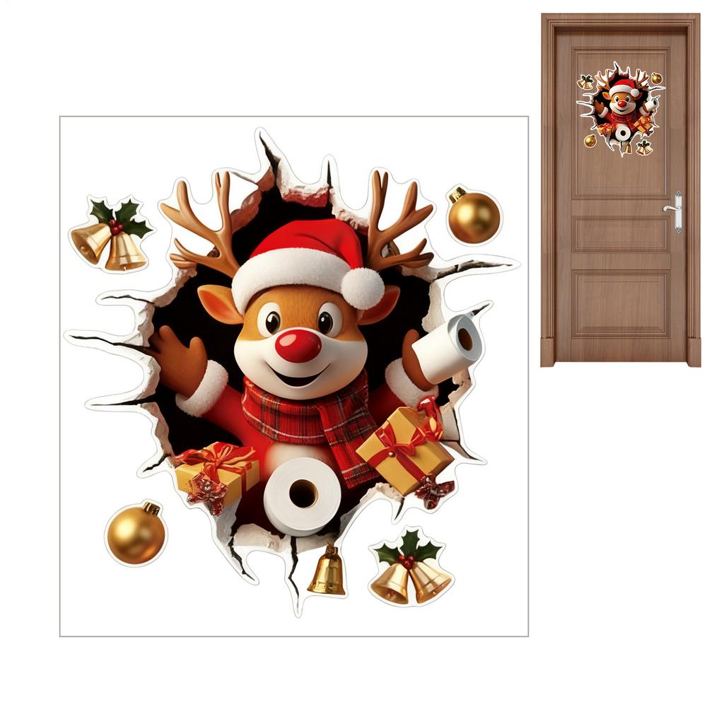 

Christmas Wall Decals Reindeer Removable Cute Cartoon Decals Christmas Floor Stickers For Winter School Class Room Bedroom Study