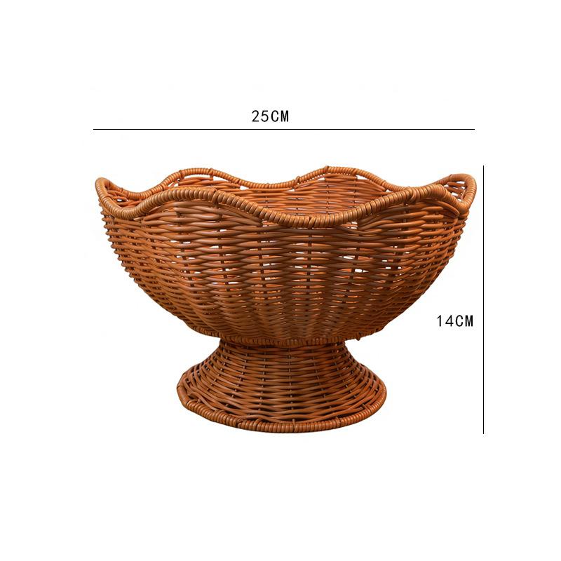 Rustic Farmhouse Handwoven Fruit Bowl Imitation Rattan Pedestal Home Decor Snacks Organizer Kitchen Storage for Countertop Table S