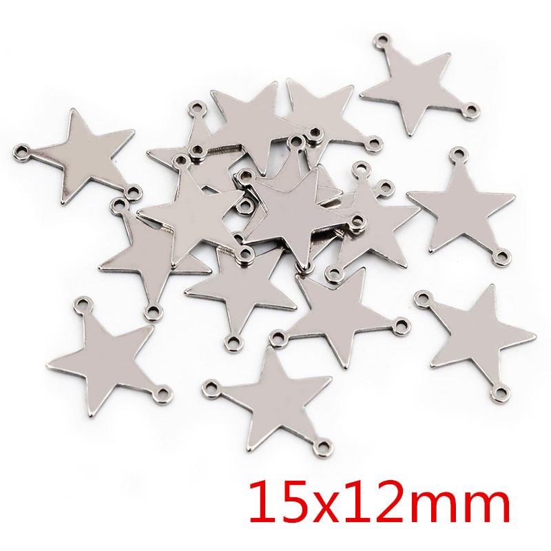 20pcs No Fade 316 Stainless Steel Double Loops Star Heart Cute Charms Pendant DIY Jewelry Findings for Necklace Bracelet