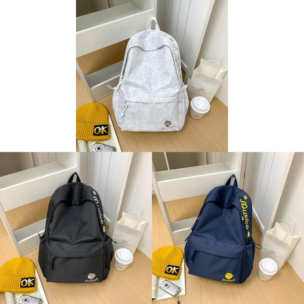 Minimalist Nylon School Backpack For Girls With Letter Pattern And 10in Laptop Compartment