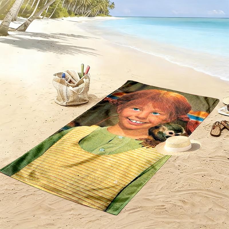 Pippi Longstocking Print Beach Towel, Large Soft Quick Dry Towel for Beach Camping Swimming