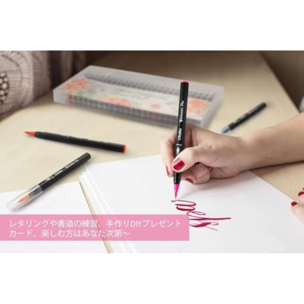 Ohuhu Watercolor Brushes, 48 Color Water Pens, 2 Watercolor Pens, Color Set, Watercolor Brushes, ...