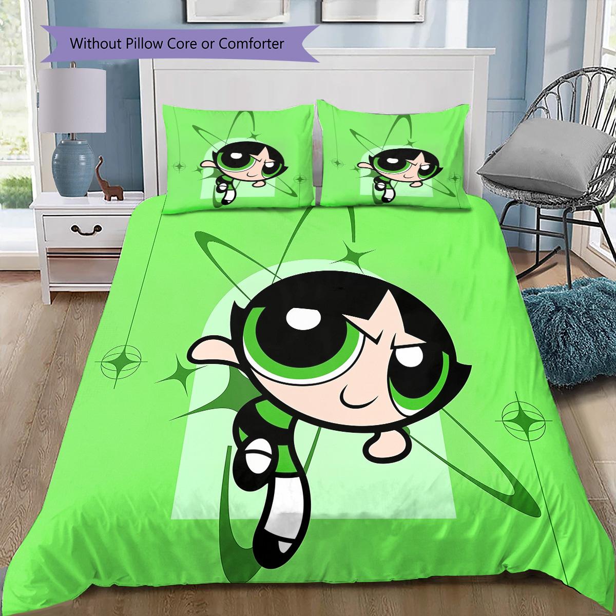 

Buttercup from The Powerpuff Girls Bedding Set, 1 Duvet Cover & 2 Pillowcases, Home Bedroom Decor, Great Gift 135x200cm