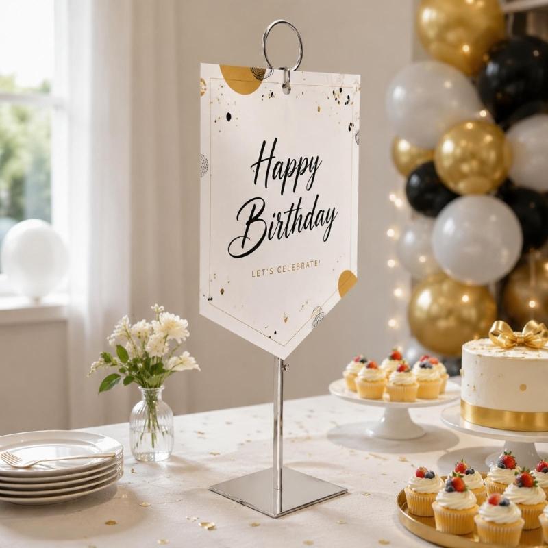 Independent Party Display Stands with Height-Control Posts for Birthday, Anniversary, and Holiday Table Arrangements