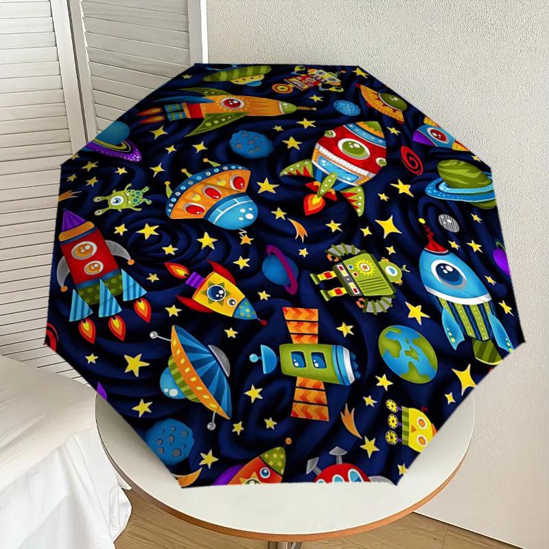 1PC Space Adventure Umbrella-8-Rib Reinforced, Automatic Open, Lightweight & Durable, Fashion Accessory for Outdoor-D374