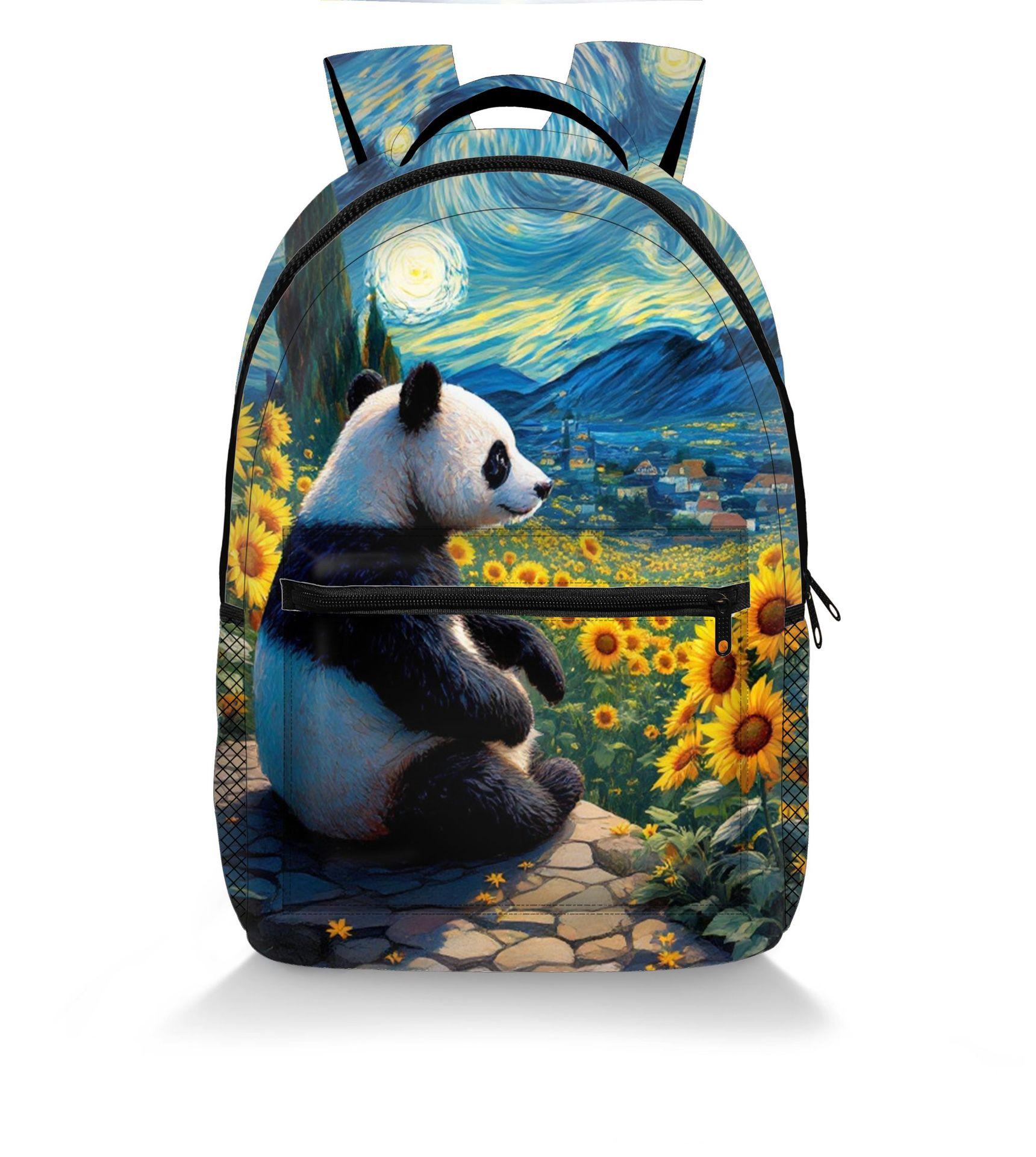 

Cartoon Kpop Youthful School Bags Unisex Oil Painting Cat Dog Animal Travel Bags 3D Print Oxford Notebook Shoulder Backpacks золотий