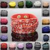 Bracciale multistrato in corda di cuoio con diamanti completi fatto a mano alla moda, bracciale con diamanti colorati alla moda