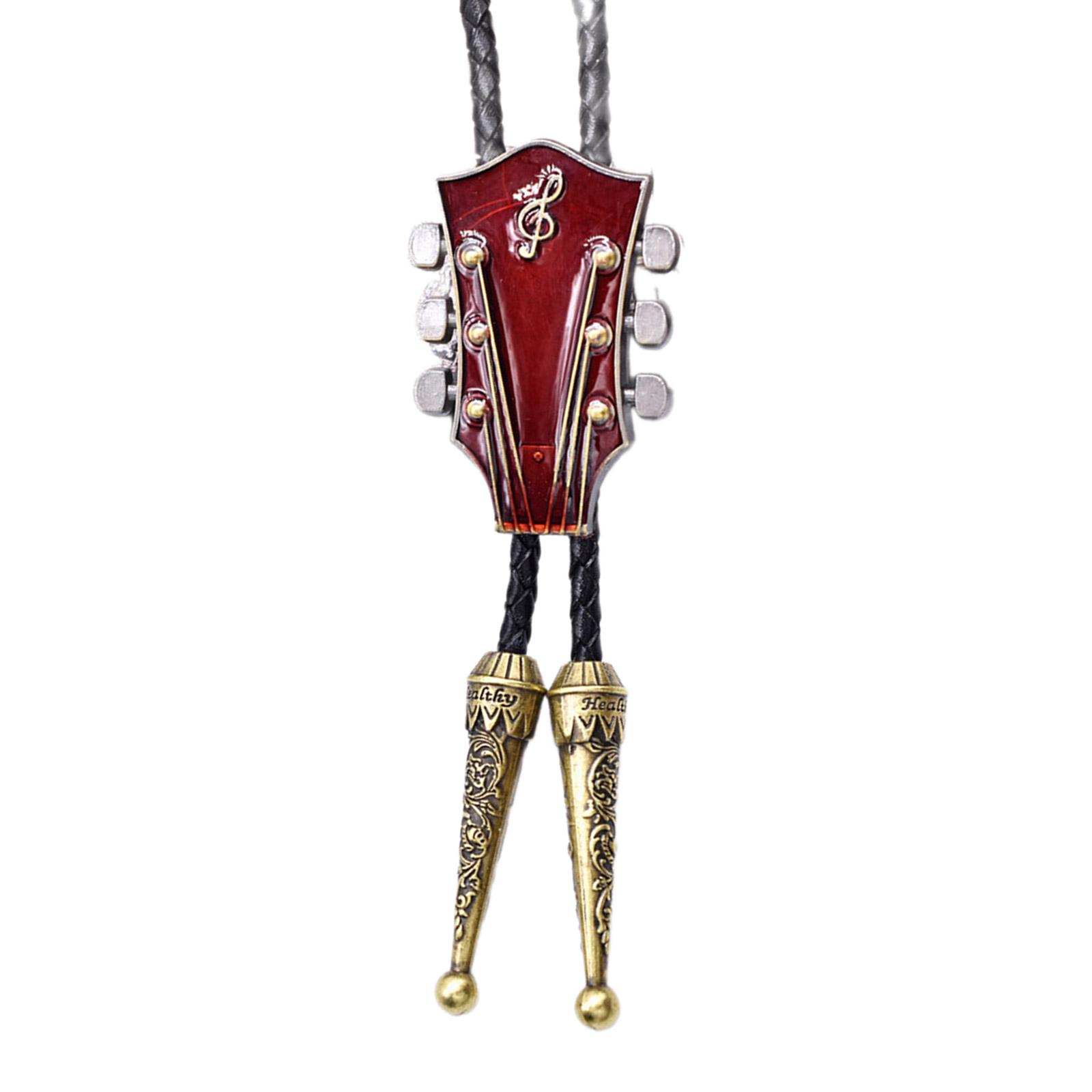 

Эмаль гитара музыка подвеска галстук боло вестерн плетеный искусственная кожа веревка галстук воротник рубашки цепь американское ожерелье 4