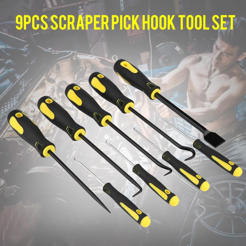 9PCS Long & Short Style Scraper Pick Hook Kit  Demolish small clips and rubber weatherstripping