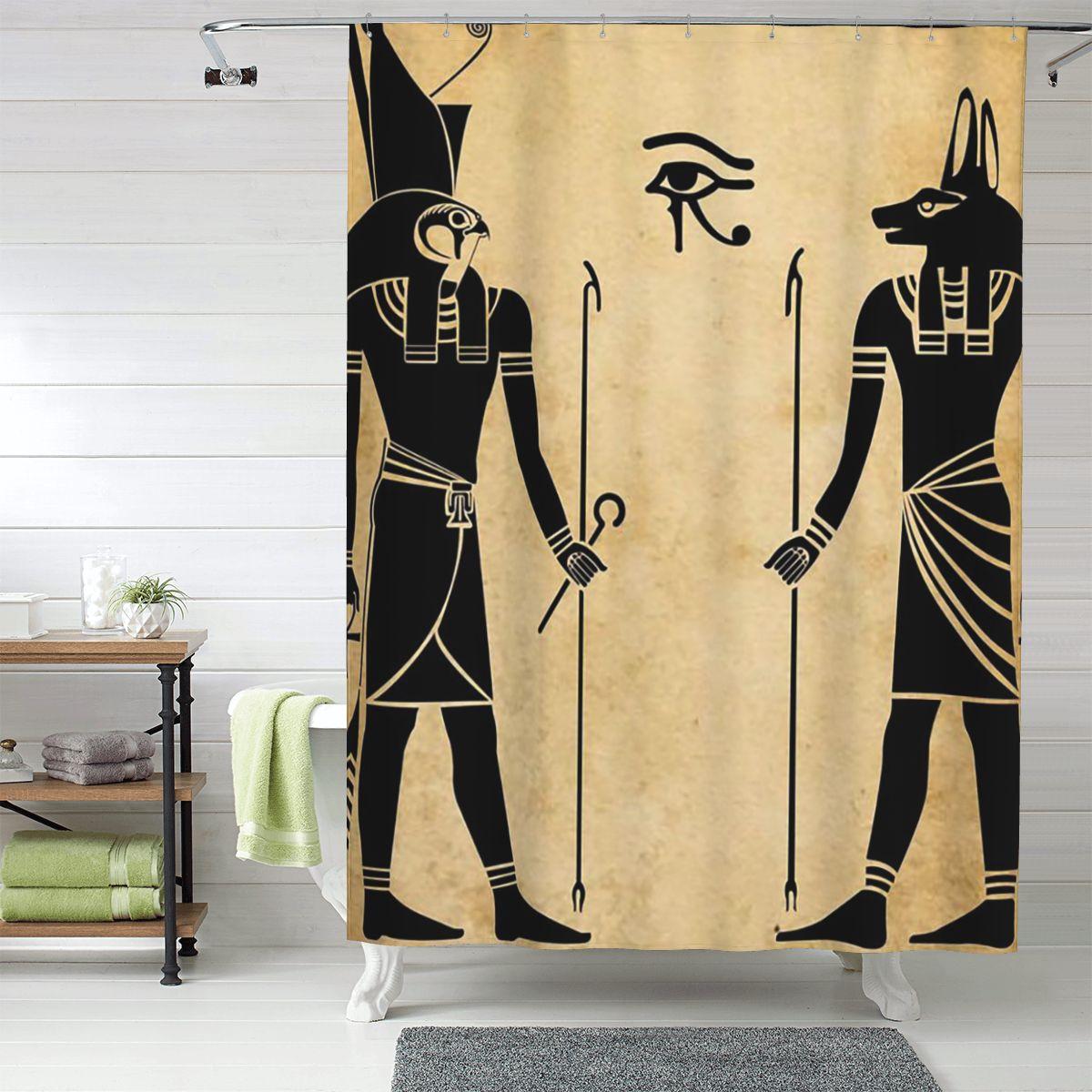 Helenal Ancient Egypt God Horus And Anubis Egyptian Pharaoh Shower Curtain Bathroom Polyester Waterproof Bath Curtains With Hooks