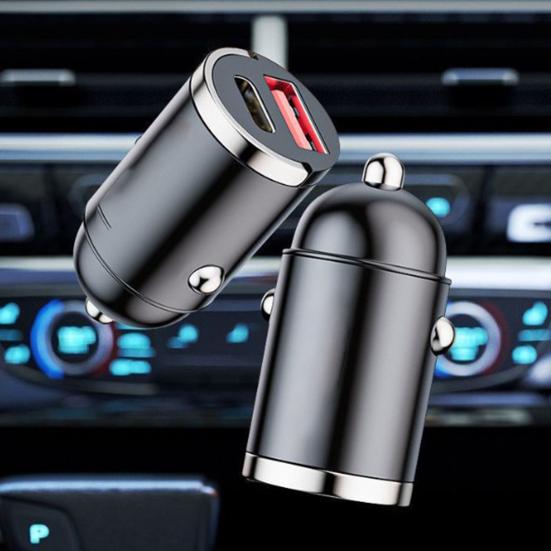 Car Charger Dual-Port USB and Type-C 120W Super Fast Charging Aluminum Alloy Auto Parts