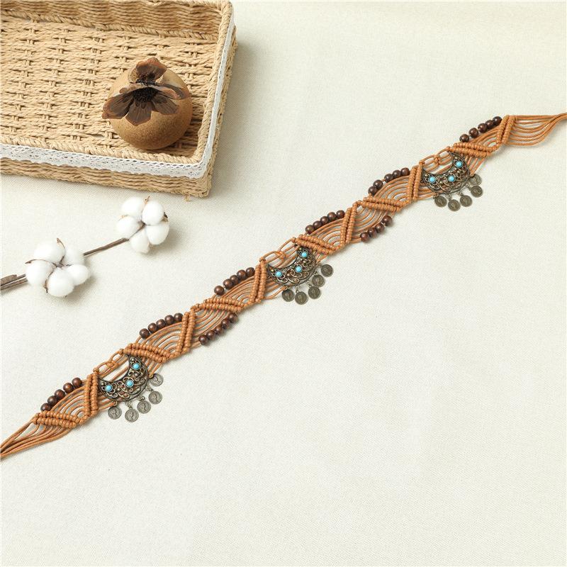Ethnic Style Skirt, Boho Retro Braided Wax Rope DIY Women's Hanfu Belt
