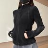 Damen Slim-Fit Fleece Sweatjacke Herbst Winter Dick Warm Stehkragen Fleecegefüttert Strickjacke Jacke