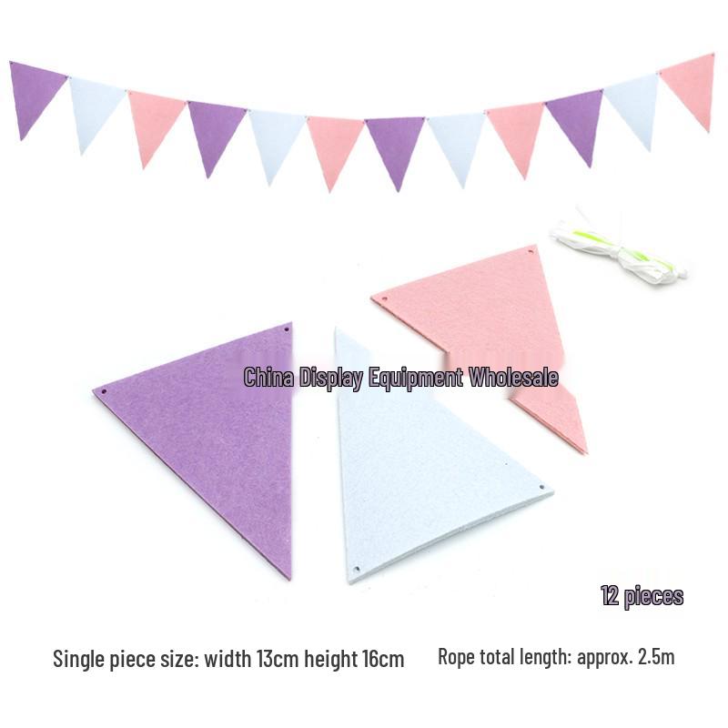 Triangle Flag Bunting for Kindergarten Decoration - Children's Room & Birthday Party Decor with Girlish Heart Design