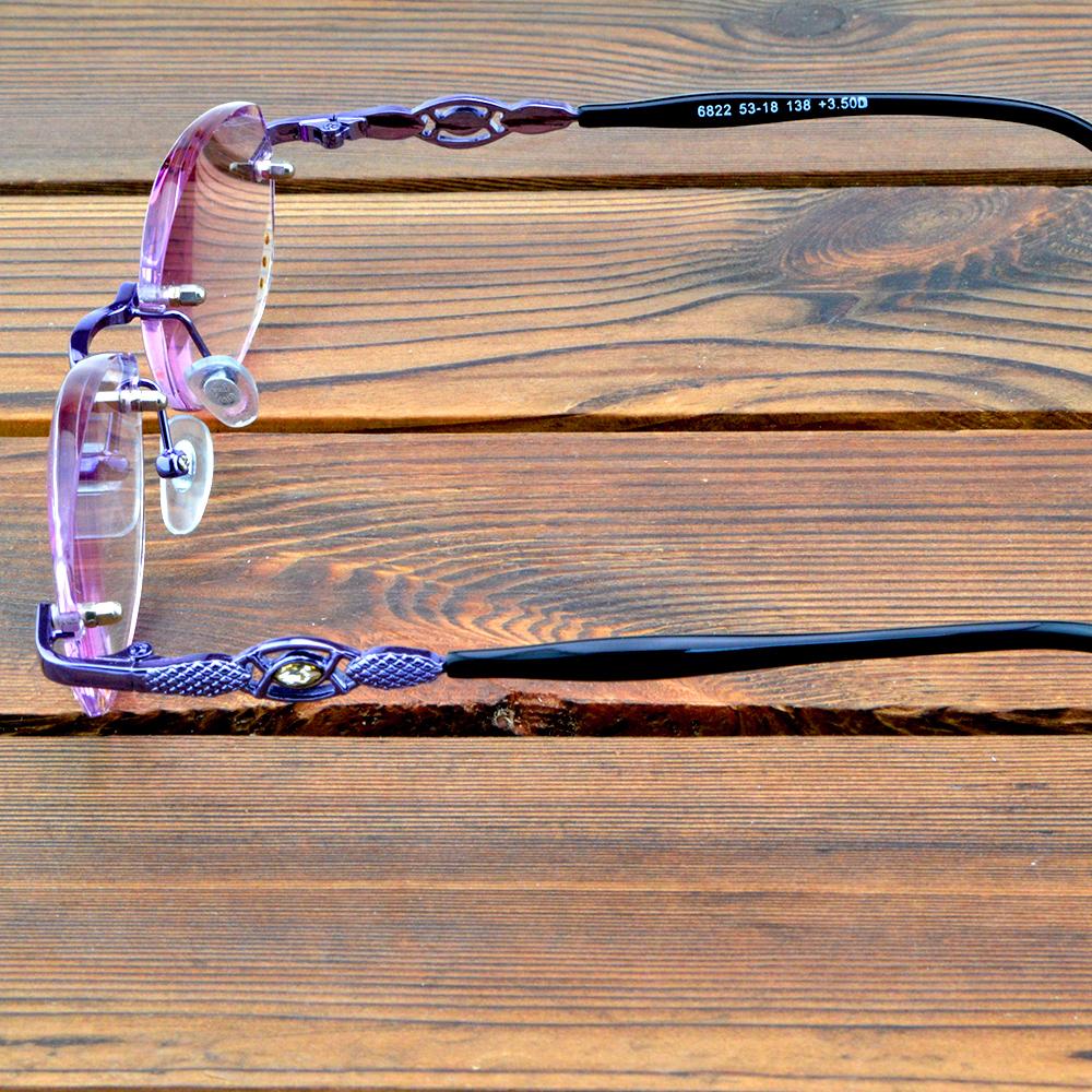 Clara Vida Purple Tinted Rimless Light Spectacles Multi-coated Red Lenses Women Reading Glasses +0.75 To +4