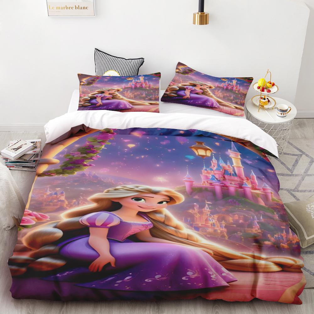 Disney Princess Series Bedroom 3-Piece Set Duvet Cover Set Bedding  Children'S Bedding Comforter Sets Queen Twin Home Anime