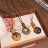 Bohemian Resin Round Pendant Necklace Fashion Commuter Sweater Chain Retro Ethnic Style Niche Decoration