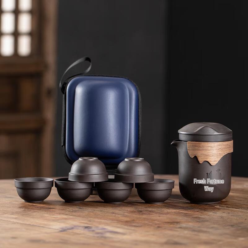 ZhuiJia Purple Clay & Glass Travel Tea Set