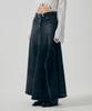 Teulimingbeodeu Panel Line Denim Flare Skirt [ Black ]