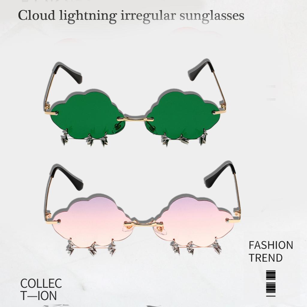 Stylish Cloud Lightning Sunglasses for Girls Boys Photo Props Travel Hip Hop Sunglasses Frameless Hip Hop Glasses