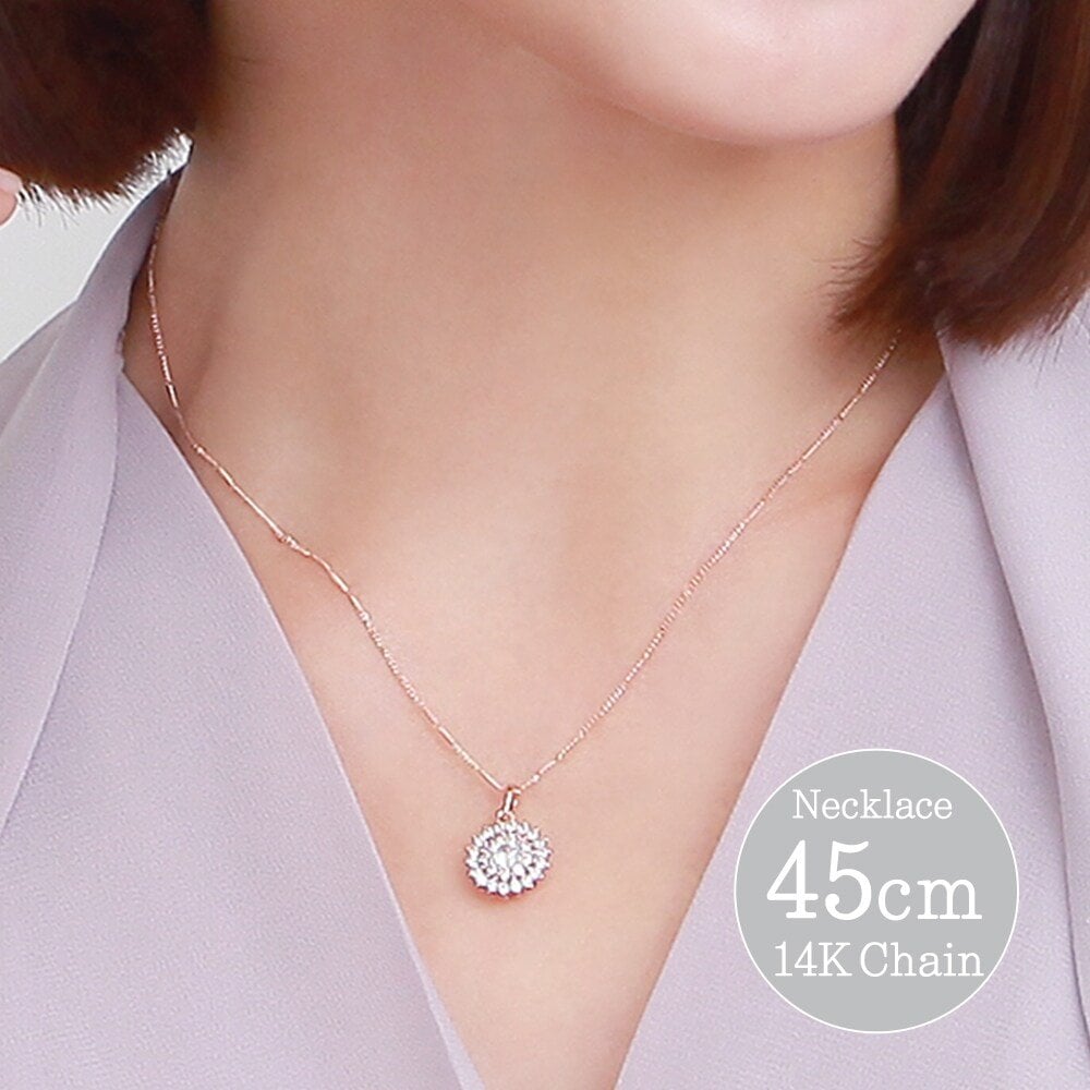 14K Gold Fashion Daily Flower Point Cubic Chain Necklace 45cm Gift Recommendation
