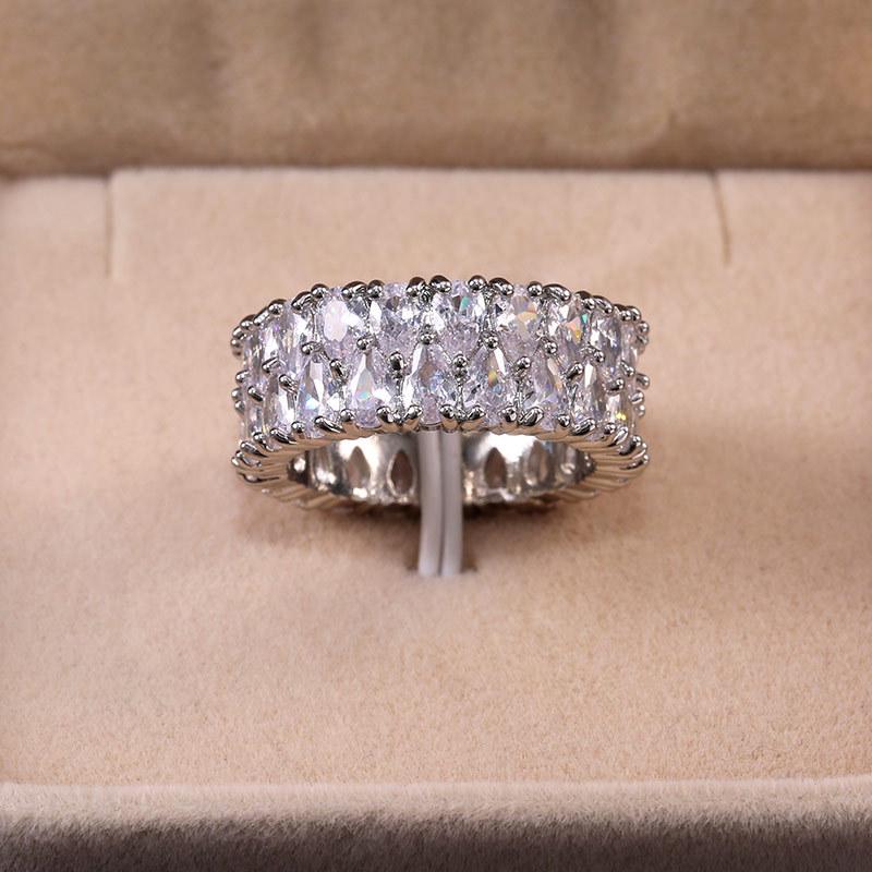 European & American Fashion AAA Grade Double Row Teardrop Zircon Ring - Trendy Accessory