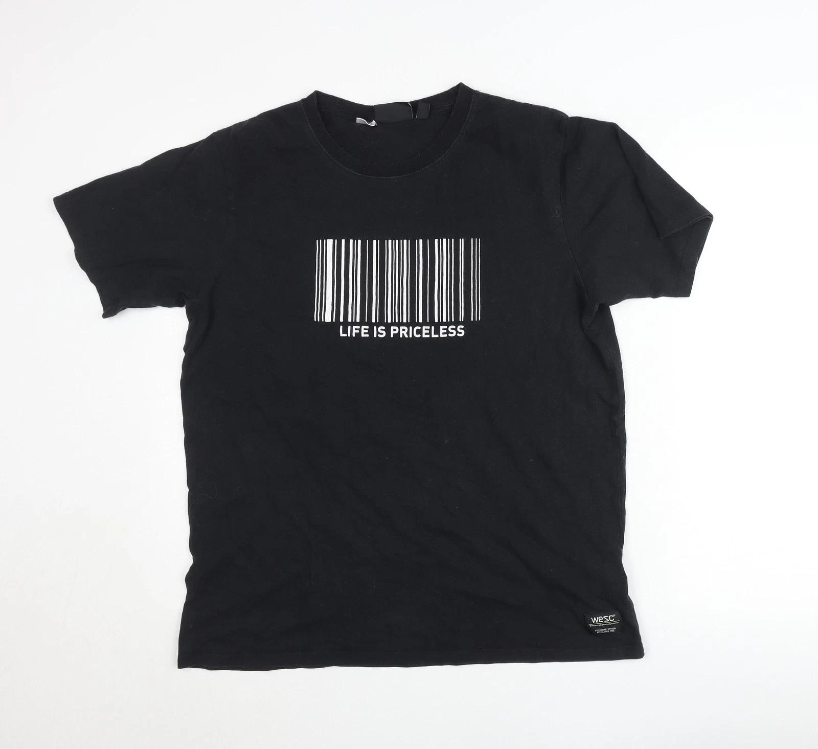

WESC Men s Black L Graphic Print T-Shirt Life is Priceless M