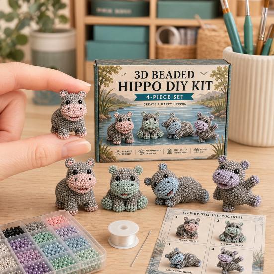 Beaded DIY Kit, Cute Mini Figures, Relaxing Craft Project, Vibrant Textures Craft Kit for Craft Beginners Enthusiasts