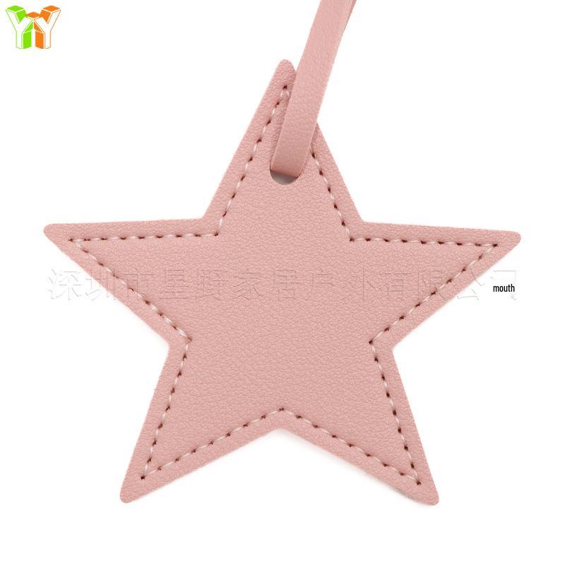 Japanese-Korean Simple Star Pendant Bag Ornament with Leather Lanyard