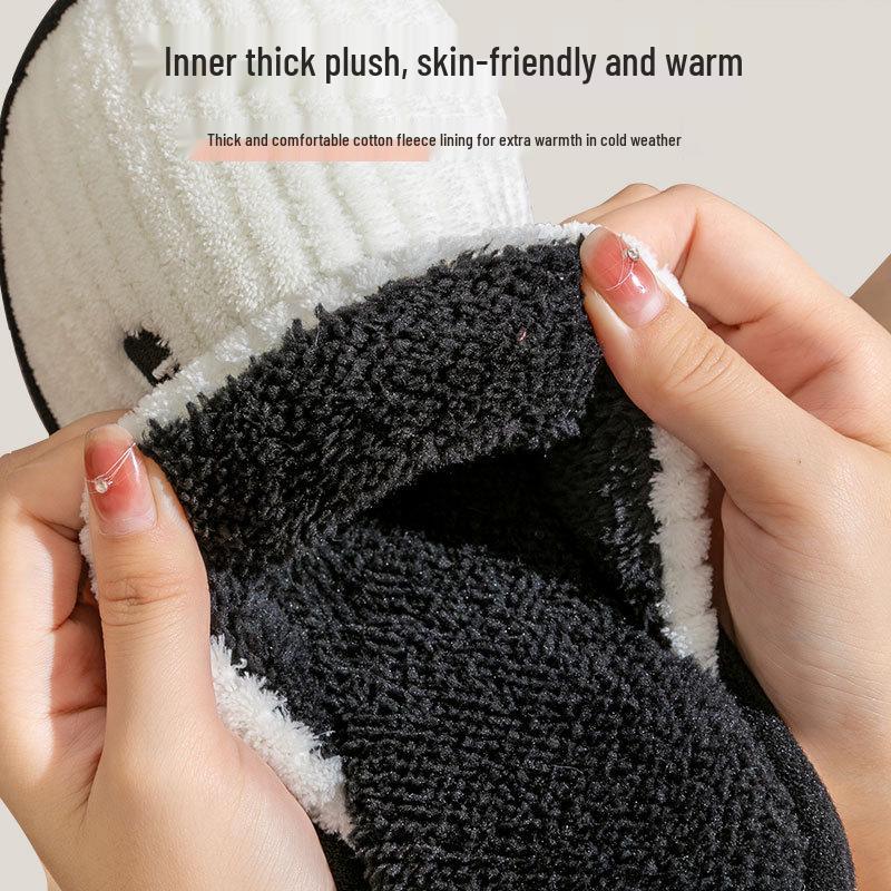 Damen Winter 2023 Flauschige Rutschfeste Baumwoll-Hausschuhe