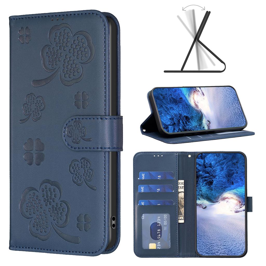 Lucky Clover Four Leaf Clover Pattern PU Leather Card Slots Wallet Phone Case for Motorola Moto G85,Edge 50 Pro,G04,G24,G34,Edge 40 Neo,G84,G54,G14...