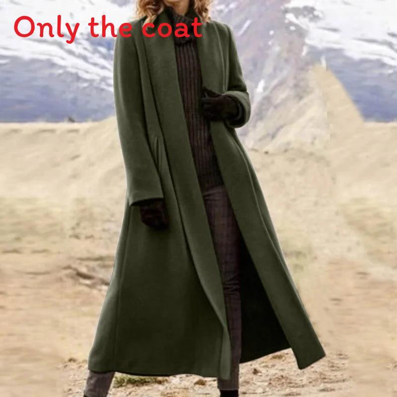 Vintage Womens Wool Coat With Scarf Collar For Winter Casual Wear