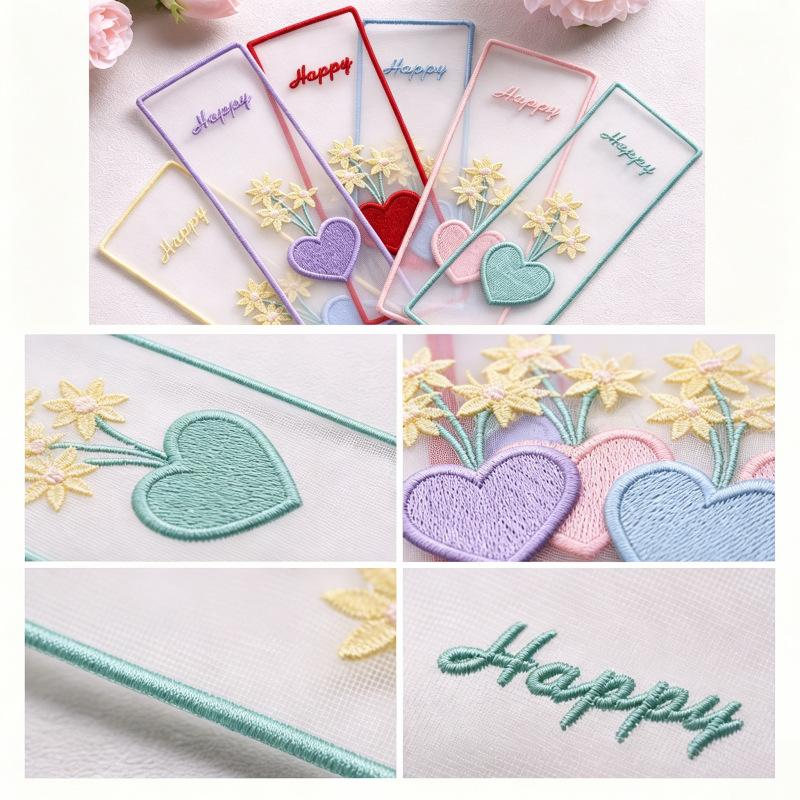 Organza Embroidery Bookmark Ins Reading Mark Delicate Student Gift Office School Supplies Stationery Items