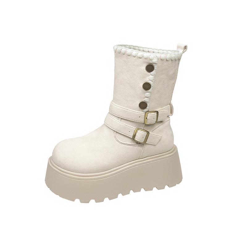 Yueyu British style thin thick-soled Martin boots women's 2025 new autumn small man height increase snow short boots