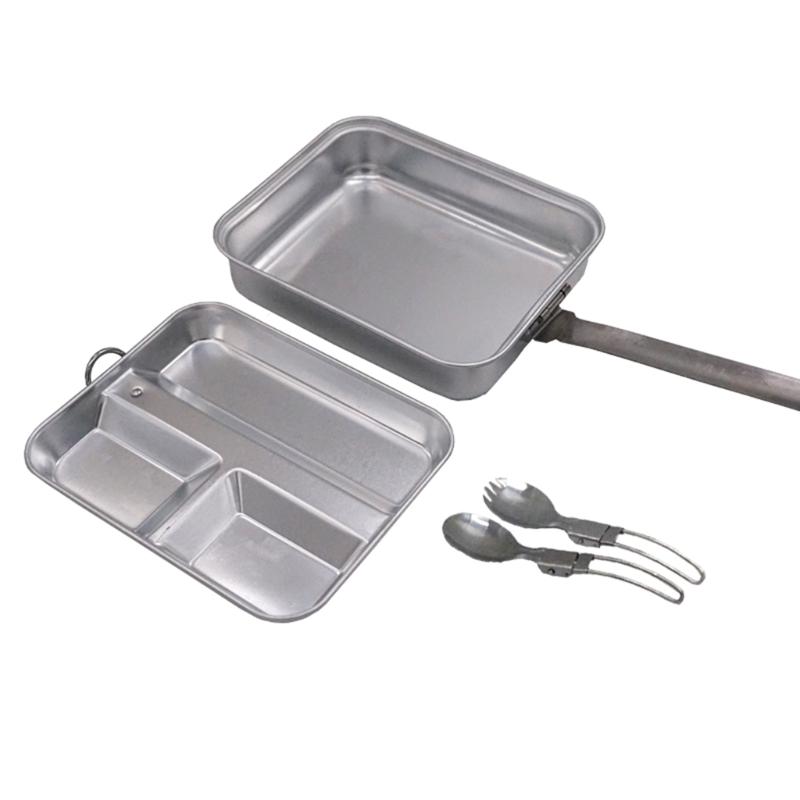 Retro Aluminium Camping-Lebensmittelbehälterbox mit Wärmespeicherfunktion, ideal zum Wandern und Reisen, geräumiges Fach
