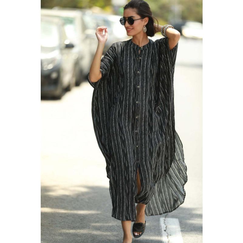 

Летняя женская пляжная накидка больших размеров с принтом, свободное карманное однобортное праздничное платье, накидка на бикини One Size