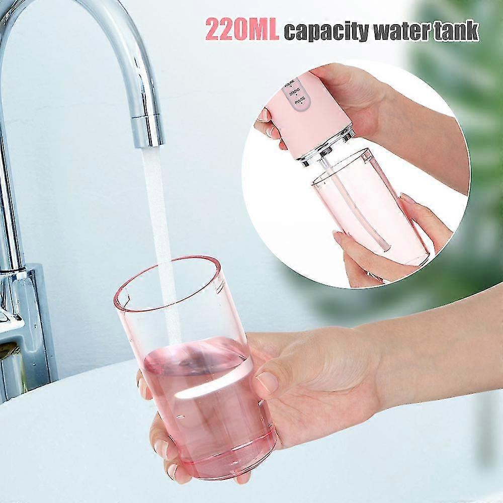 Portable Water Flosser USB Rechargeable Oral Irrigator 4 Jet Tips 220ml Tank 3 Modes IPX7 Waterproof 1400rpm Dental Care