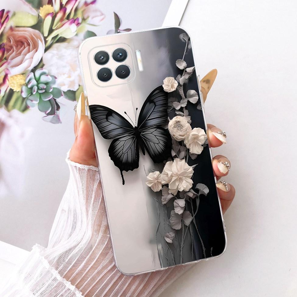 Klar Für Oppo F17 Pro Hülle CPH2119 Niedliche Katze Mode Schmetterling Lustig Bemalt Bumper Abdeckung Für Oppo F17 Pro Gehäuse