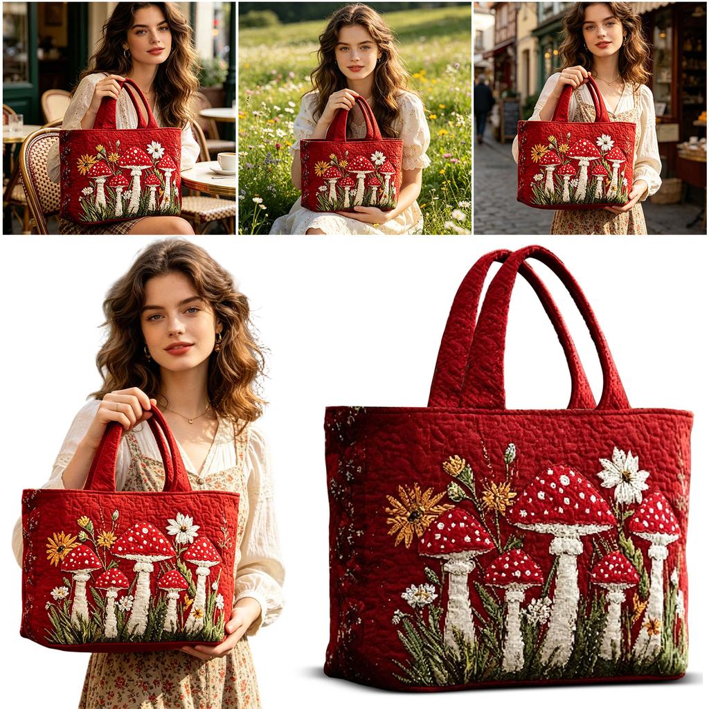Quilted Tote Bag with Digital Print Handbag Stylish Spacious Design Durable Material and Comfortable Handles for Everyday Use