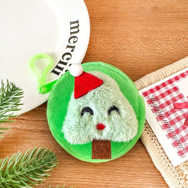 Cute Christmas Plush Coin Purse Kawaii Santa Claus Snowman Doll Coin Pouch Keychain Backpack Pendant Decoration Children Gift