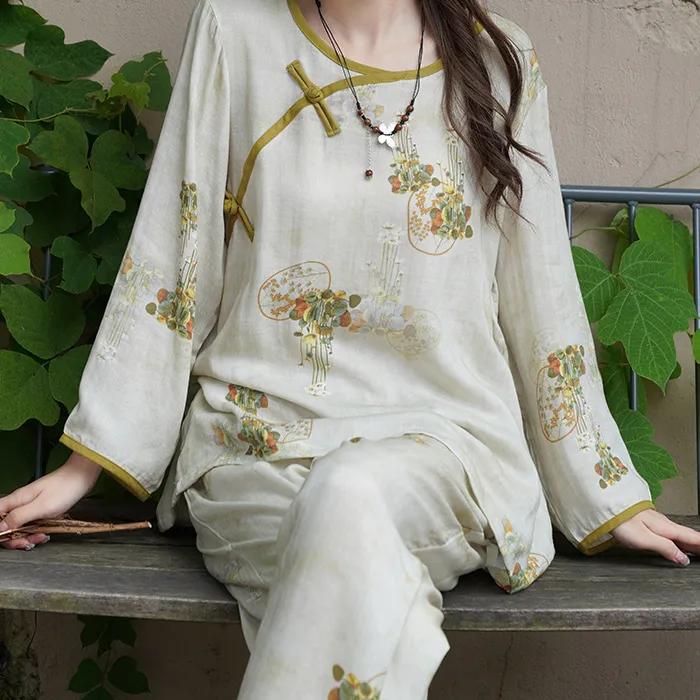 

Плюс размер 7XL китайский стиль ультратонкая пряжка диск ханьфу пижама женская весенний домашний костюм XL