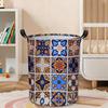 1pc, Mexican Tiles Pattern Laundry Basket, Mandala Flowers Foldable Funny Laundry Hamper, Clothes Storage Bucket Organizer for BathroomLaundry Storage