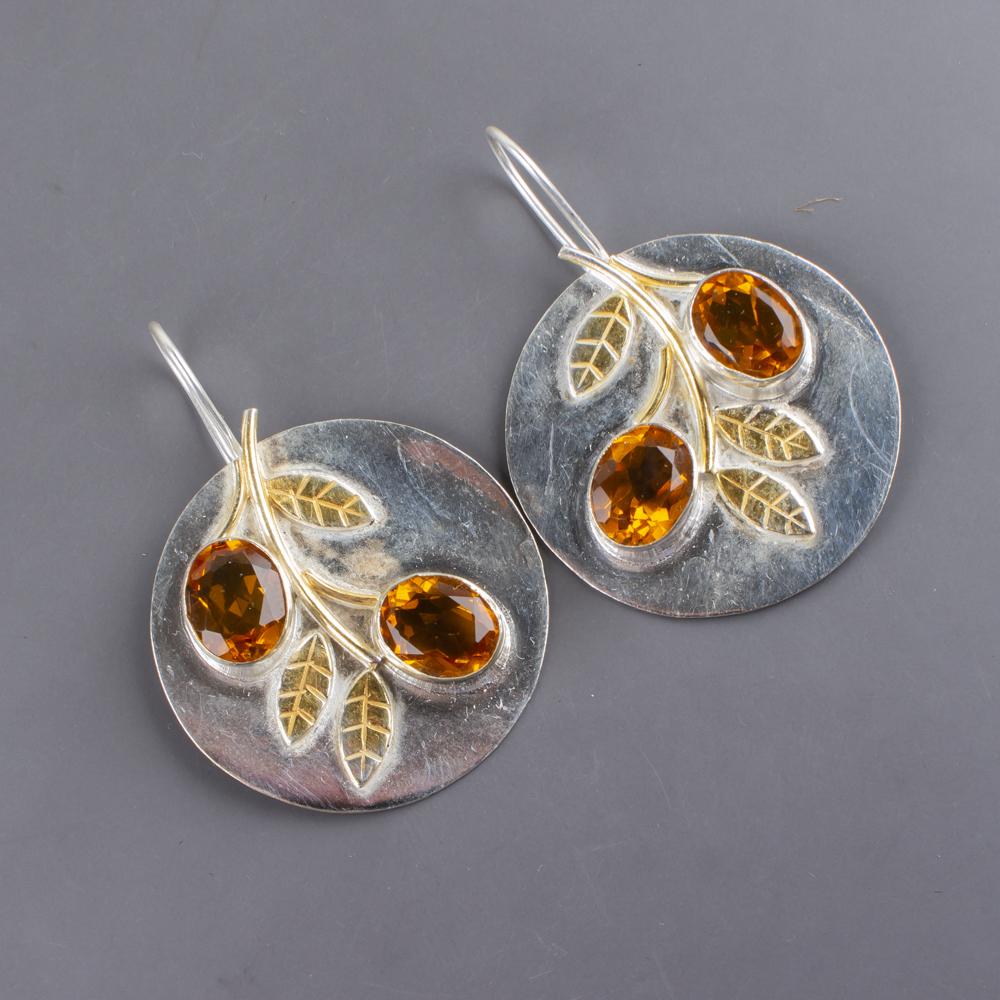 Citrine Gemstone Handmade Solid 925 Sterling Silver Jewelry Earring For Thanksgiving