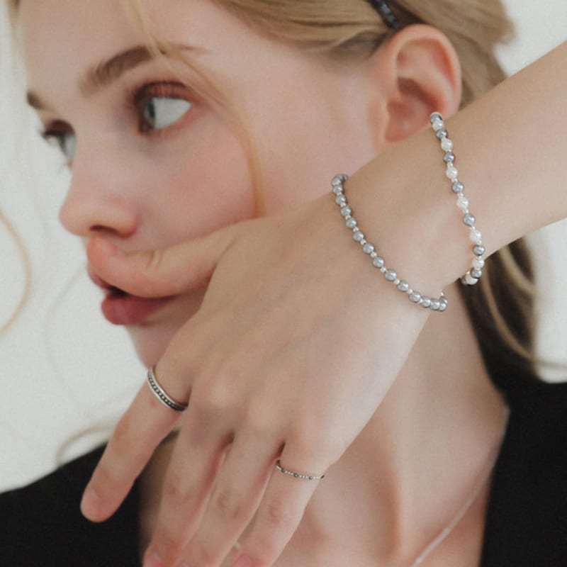 

J.Lauren Silver Ball Gray Pearl Bracelet B01009 gray