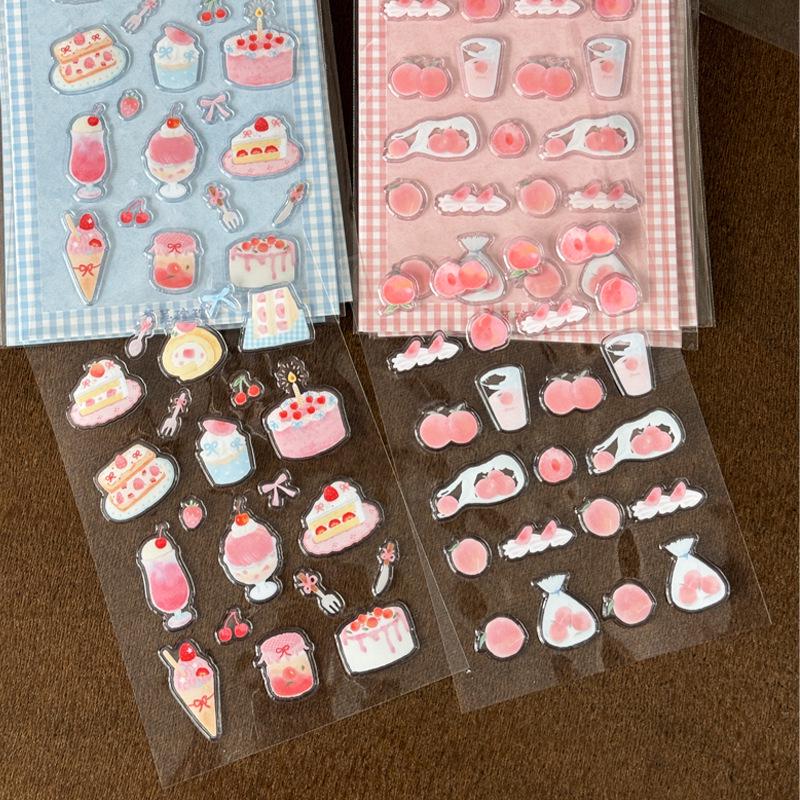 Cai Xuan 3D Cute Girl Peach Dessert Stickers for DIY Journals
