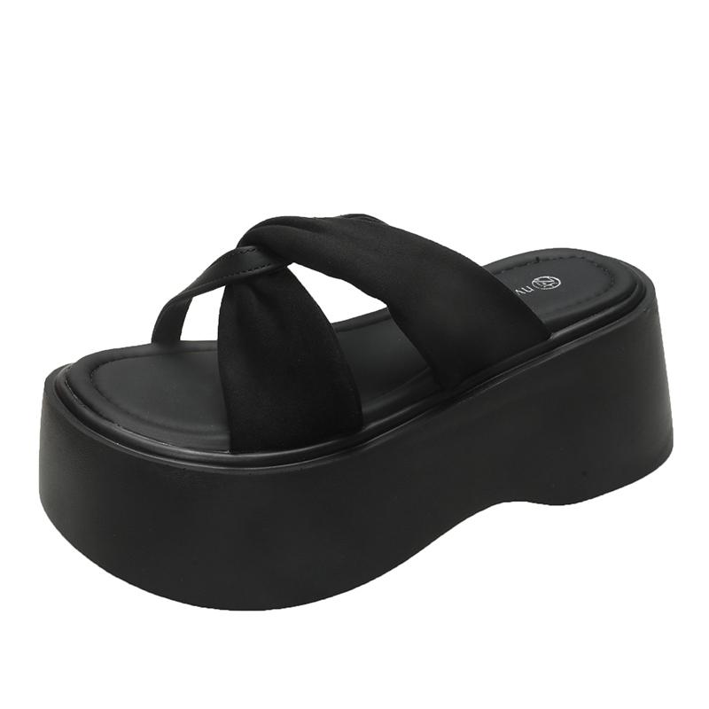 Fashion NEW Casual 8CM Wedge Slippers for Women Summer Non Slip Platform Sandals Woman Open Toe Comfortable Female Chunky Beach Slippers