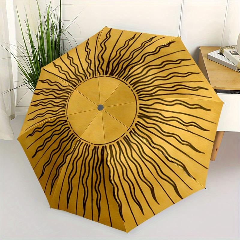 1pc Sunburst Pattern Automatic Umbrella - 8-Rib Foldable Design, Outdoor Adventures, and Family Celebrations yy250829101