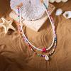 Layer Beaded Necklace Boho Style Handmade Seed Bead Choker Necklace 2pcs Starfish Cowrie Shell, Stacking Beach Jewelry
