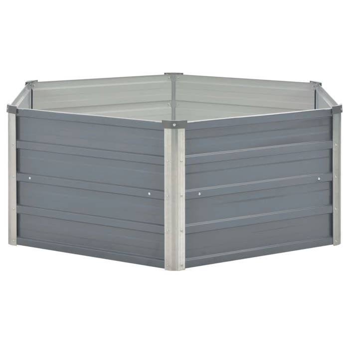 Jardinière - vidaXL - Hexagonale - Acier galvanisé - 129 x 129 x 46 cm - Gris