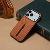 DENIOR For iPhone 17 Pro Max Case Elastic Card Holder PU Leather+TPU+PC Phone Cover